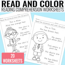 Read and Color Reading Comprehension Worksheets