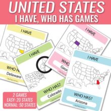 I Have Who Has Games are great for learning in the classroom and this I Have Who Has States Game is perfect for learning all the USA states, these offer a good alternative to USA states worksheets.