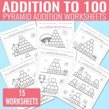 Pyramid Addition to 100 Worksheets