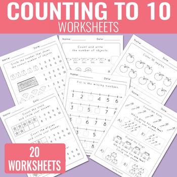 Counting to 10 Worksheets - Kindergarten