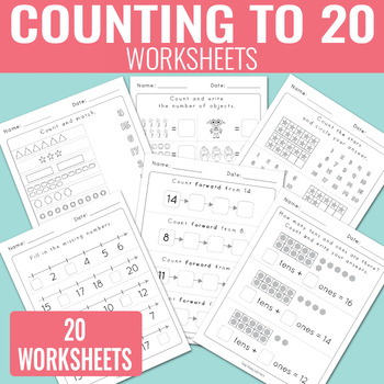 Counting to 20 Worksheets - Kindergarten