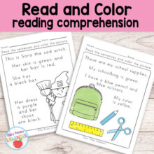 Evergreen Read and Color Reading Comprehension Worksheets Kindergarten Gr-1